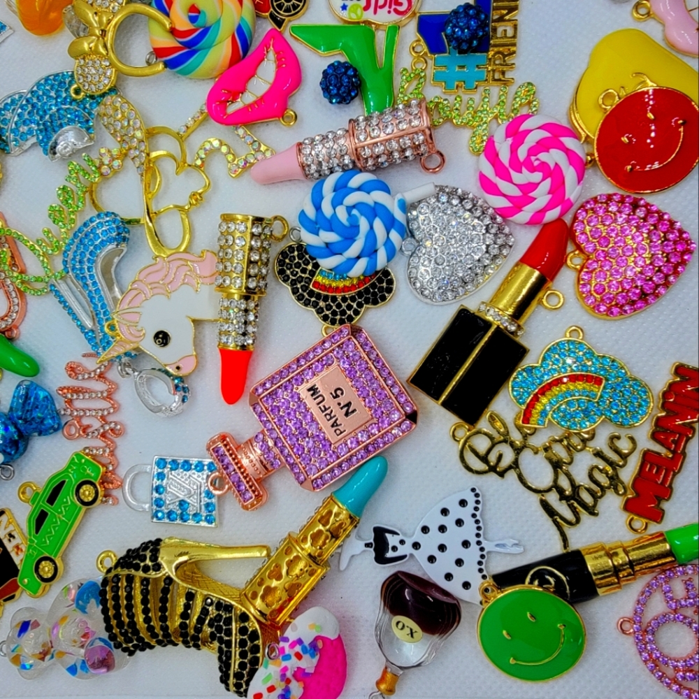 100 Diy logo mixed Charms for jewelry making bulk